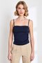 Women's Blouse Square Collar Sleeveless Spaghetti Strap C Cropped Cut Satin D Woven Back B Tie-Detail Plain Pattern Regular - 5
