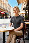 Women's Blouse Crew Neck Short Sleeve Corded Fabric Knitwear Snap Detail Fitted Fit Plain Pattern Fine Texture - 4
