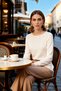 Women's Blouse Crew Neck Long Sleeve Fitted Fit Knitted Fabric Plain Pattern Asymmetrical Cut Length Unlined - 4