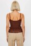 Women's Blouse V-Neck Strap Sleeveless Fitted Lace Knitted Ruffled Ruffled Tie-Detail Detailed Model - 6