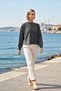 Women's Knitted Blouse Relaxed Fit Asymmetric Collar Drop Shoulder Long Sleeve Soft Plain Fabric Regular Cut - 3