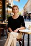 Women's Plus Size Blouse V-Neck Standard Short Sleeve Rib Knit Textured Knitted Snap Detailed Stylish - 4