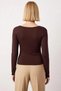 Women's Blouse Boat Neck Long Sleeve Fitted Fit Knitted Fabric Sheer Plain Pattern Unlined Regular Size - 6
