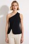 Women's Blouse Fitted Asymmetrical Collar Sleeveless Buttoned Scuba Crepe Knitted Fitted Regular Length Stylish - 5