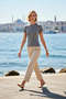 Women's Blouse Fitted Crew Neck Short Sleeve Knitted Plain Melange Half Placket Buttoned Stretchy Structure - 3