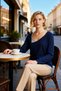 Women's Plus Size Blouse Asymmetrical Collar Long Sleeve Combed Cotton Single Jersey Knitted Fabric Fitted Fit - 4