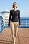 Women's Blouse Crew Neck Long Sleeve Fitted Knitted Plain Buttoned Regular Length Pointel Woven