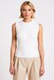 Women's Blouse Fitted Crew Neck Sleeveless Ruched Detail Textured Knitted Fabric Plain Pattern Cropped Cut - 5
