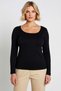 Women's Plus Size Blouse U-Neck Long Sleeve Fitted Fit Plain Pattern Knitted Fabric Regular Length - 5