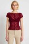 Women's Blouse Fitted Bodycon Boat Neck Short Sleeve Standard Lace Knitted Fabric Regular Length - 5