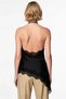 Women's Blouse Degaje Collar Sleeveless Asymmetrical Cut Satin Woven Relaxed Fit Long Length Plain Pattern - 6