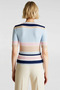 Women's Blouse Fitted Fit Crew Neck Short Standard Sleeve Striped Corded Fabric Knitwear Regular Length - 6