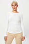 Women's Blouse Fitted Boat Neck Long Sleeve Knitted Plain Ruched Detail Bodycon Stretchy Rib Knit Stylish - 5