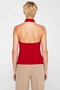 Women's Blouse Fitted Halter Neck Tie-Detail Sleeveless Knitted Fabric Paper Touch Ruched Detail Body Fitting Cut - 6