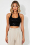 Women's Blouse Cropped Square Collar Sleeveless Fitted Knitted Sequin Woven Short Cut Plain Pattern Zippered Top - 5