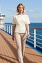 Women's Blouse Boat Neck Low Sleeve Short Fitted Mold Interlock Knitted Fabric Plain D Patterned Daily Use