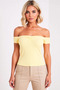 Women's Blouse Carmen Collar Low Short Sleeve Fitted Bodycon Knitted Striped Ruched Ribbed Knit Regular Length - 4
