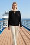 Women's Blouse Fitted Keyhole Collar Long Sleeve Stretchy Knitted Fabric Plain Pattern Sandy Woven Stylish