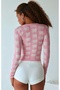 Pink White Bow Jacquard Stitch-Free Cropped Cardigan - 8