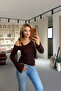Drape Detail Athlete-Style Brown Asymmetrical Blouse