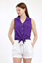 Shirt-Front Tie-Detail Sleeveless Shirt-1510