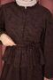 Flok Printed Collar Ruffle Detail Inside a Lined Skirt Set Brown - 7