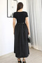 Women's Boat Neck Short Sleeve Belt Piece Two-Piece Maxi Combination Dress - 3