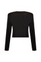 Brown Padded Shoulders Ribbed Short Sweater - 4