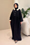 Aloura Collared Double Buttoned Muslin Dress - Black
