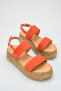 Orange Genuine Leather Suede Straw Platform Sole Women's Sandals Shoes Ankle-Tie Single Strap - 2