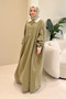 Aloura Collared Double Buttoned Muslin Dress - Khaki - 2