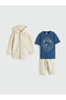 Lcw Baby Beige Hooded Baby Boy 3-Piece Set - 2