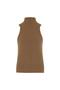 Camel Ribbed Sleeveless Sweater - 3