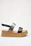 Black Genuine Leather Straw Platform Sole Women's Sandals Shoes Ankle-Tie Single Strap - 4