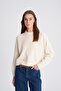 Ecru Crew Neck Box Shape Sweater