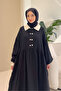 Aloura Collared Double Buttoned Muslin Dress - Black - 7