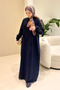 Sahra Half-Buttoned Muslin Dress - Navy Blue