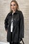 Nuvon Imported Beli B Ruched Black Women's D Leather Coat - 2