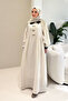 Aloura Collared Double Buttoned Muslin Dress - Beige