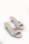 Nashira Lia Women's Thin Heeled Slippers 00122606 Beige Patent Leather