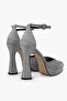 Women's Aurex Platinum Glittery Platform Heeled Shoes - 3
