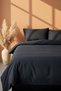 Elegant Black Satin Double 100% Cotton Pieces Duvet Cover Set - 4 Pieces - 2
