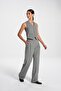 Gray Checked Double Leg Wool Pack Loose Pants