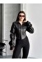 Long Sleeve Detail Corset Leather Jacket - 4