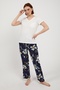 Cotton Pcs Short Sleeve Pocket Detail Women's Pajama Set - 2