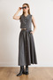 Women's Smoked Top Lined Vest Buttoned Bottom Flared Skirt Set Tkm-19000376 - 2