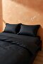 Elegant Black Satin Double 100% Cotton Pieces Duvet Cover Set - 4 Pieces - 4