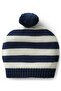 Cotton Knit Full Raglan Sleeve Pullover Striped Sweater Set Cap & Patch Detailing-Multicolor - 6