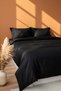 Elegant Black Satin Double 100% Cotton Pieces Duvet Cover Set - 4 Pieces - 3