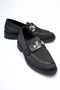 Black Women's Loafers Metal Buckle Pack Comfortable Daily Shoes Bp30Ms02A - 3